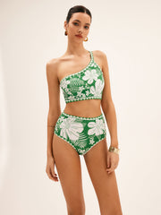 One shoulder floral bikini