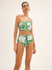 One shoulder floral bikini