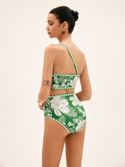 One shoulder floral bikini