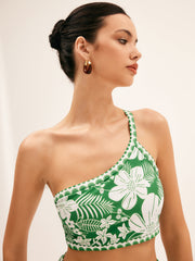One shoulder floral bikini