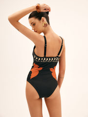 Bird Print Cutout Swimsuit