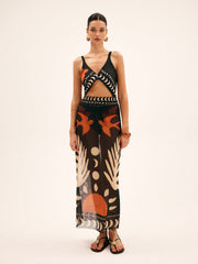 Bird print mesh skirt