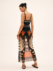 Bird print mesh skirt