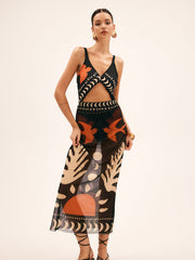 Bird print mesh skirt