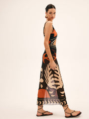 Bird print mesh skirt