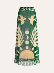 Bird print mesh skirt