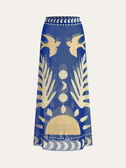 Bird print mesh skirt