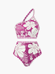 One shoulder floral bikini