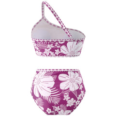 One shoulder floral bikini