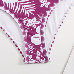 One shoulder floral bikini