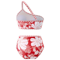 One shoulder floral bikini