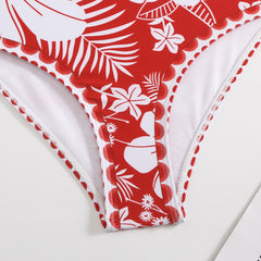 One shoulder floral bikini